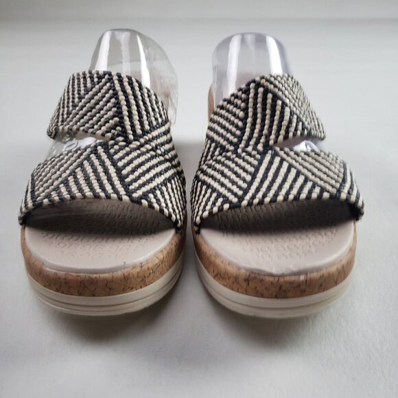 Bzees Resort Wedge Riviera Sandal Women 10 Wide Raffia Slip On Peep Toe Platform - Picture 5 of 13